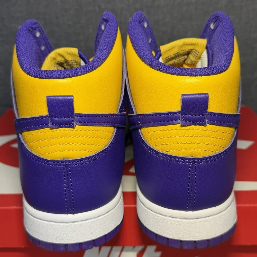 Nike Dunk High Lakers Men's Size 10 Purple Gold Shoes Sneakers LSU DD1399-500